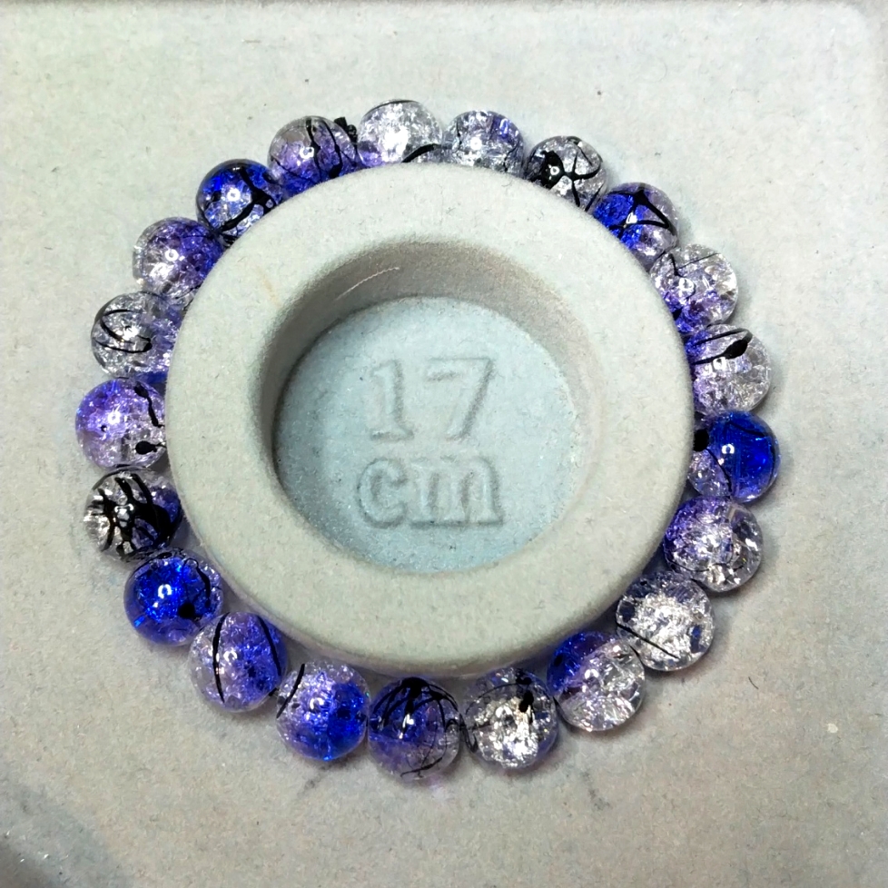 10mm Purple Cracked Glass Bead Bracelet 10$